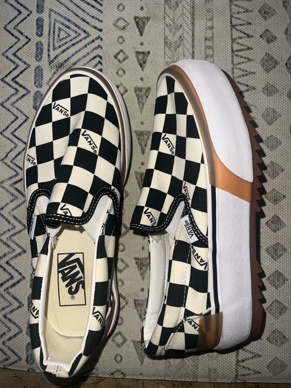Vans Checkerboard Platform Slip-On Sneakers - Black & White